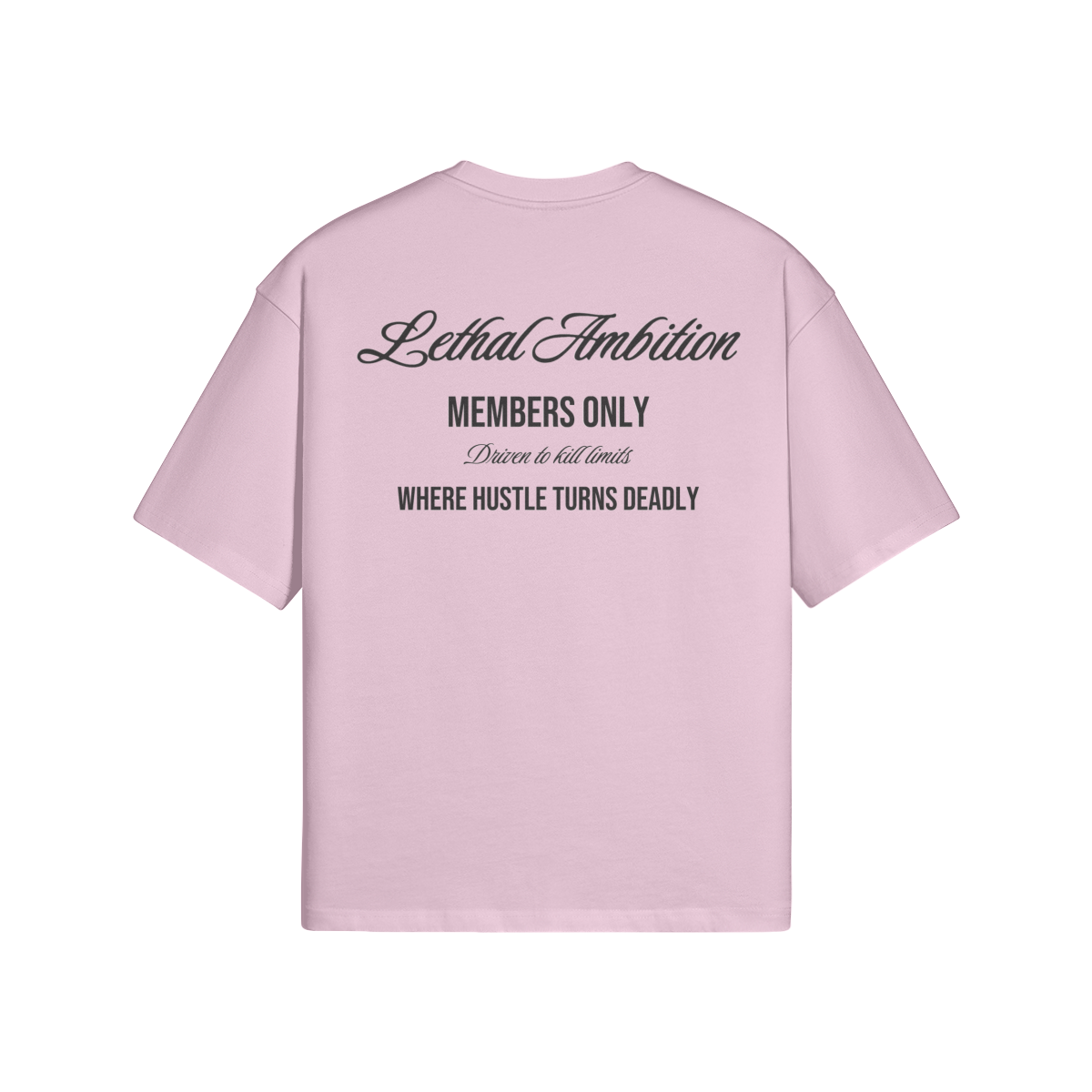 Members Only Tee boxy unisex cotton t-shirt back view in Pink by Lethal Ambition