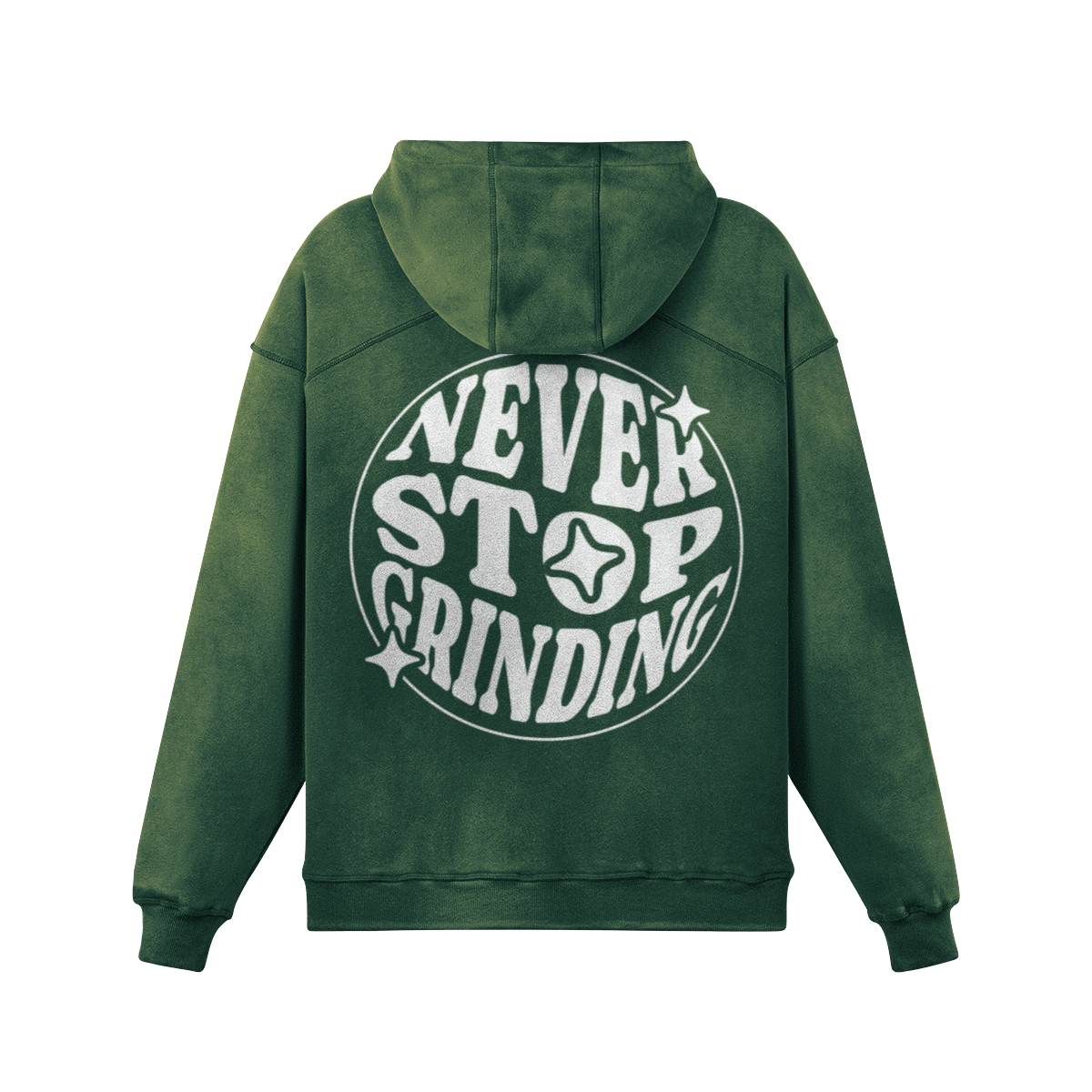 Never Stop Grinding Lethal Tee boxy unisex cotton streetwear t-shirt front view in Mineral Green with white logo by Lethal Ambition