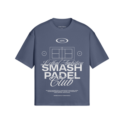 Smash Padel Club Lethal Tee boxy unisex cotton streetwear t-shirt front view in Slate with white logo by Lethal Ambition